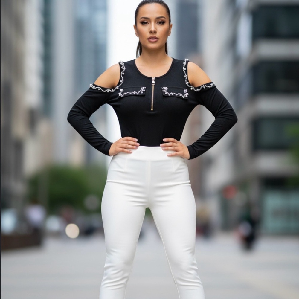 Elegant Black Cold Shoulder Blouse